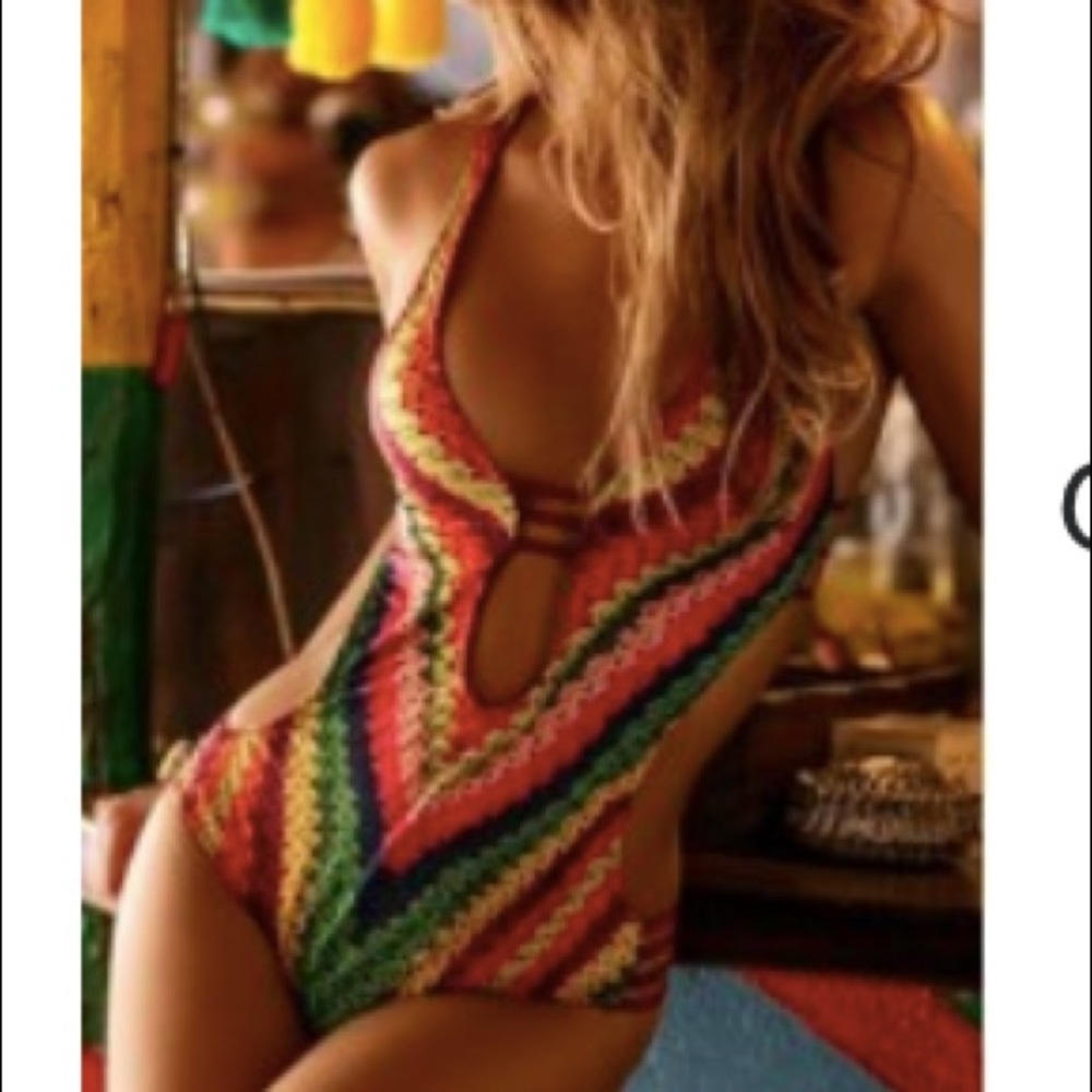 Monokini Printed Bathing Suit Red Small New